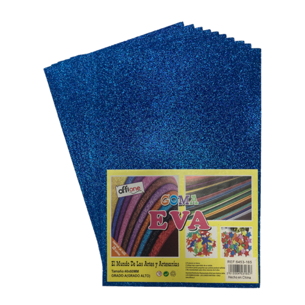 Goma Eva 40x60 Glitter Azul Offione 7860